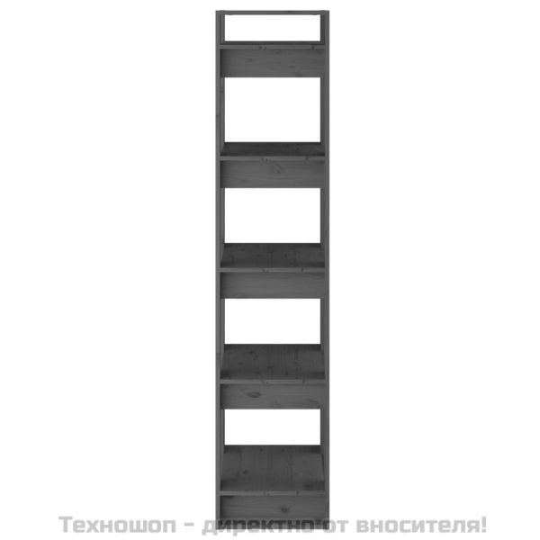 Библиотека/разделител за стая, сива, 41x35x160 см, бор масив