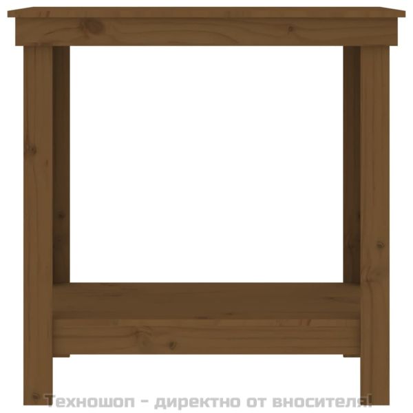 Работна маса меденокафява 80x50x80 см борово дърво масив