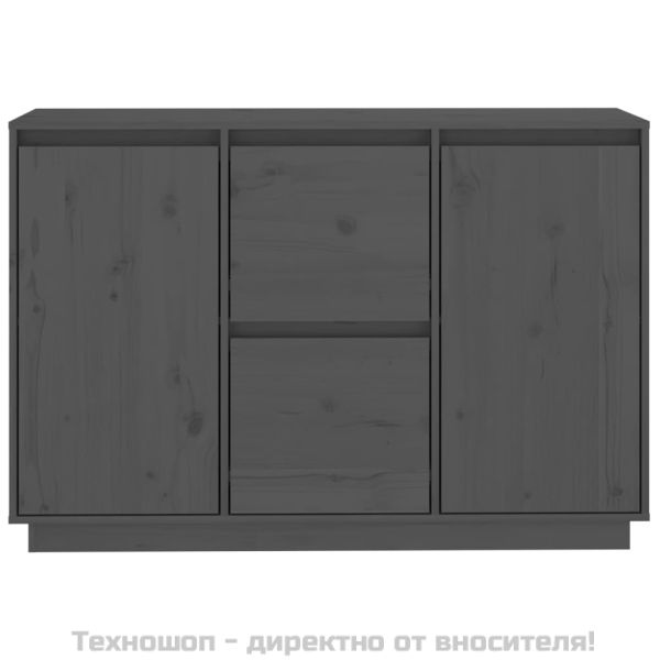 Сайдборд, сив, 111x34x75 см, бор масив