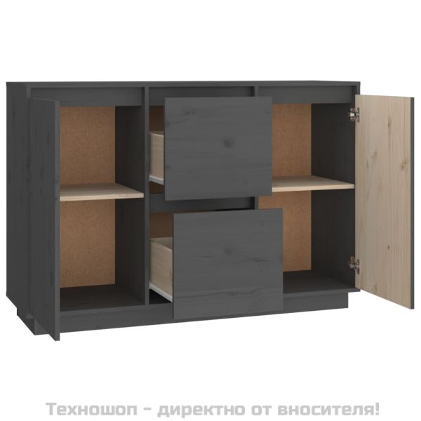 Сайдборд, сив, 111x34x75 см, бор масив