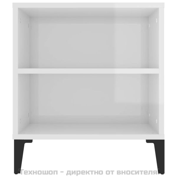ТВ шкаф, бял гланц, 102x44,5x50 см, инженерно дърво