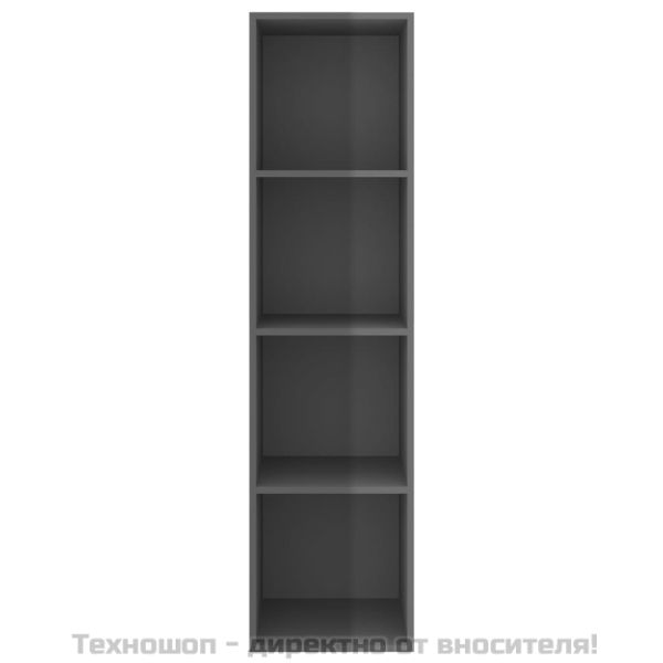 ТВ шкаф за стенен монтаж, сив гланц, 37x37x142,5 см