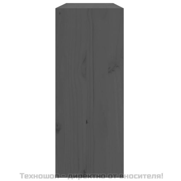 Шкаф за вино, сив, 62x25x62 см, борово дърво масив