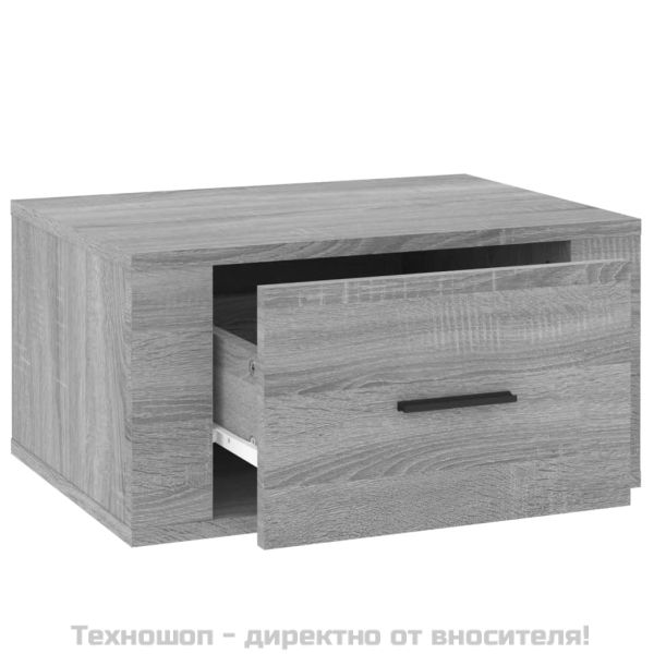 Нощно шкафче за стенен монтаж, сив сонома, 50x36x25 см
