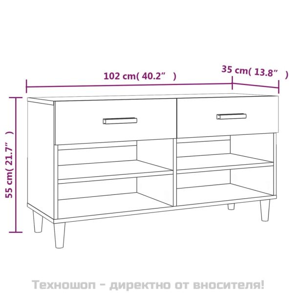 Шкаф за обувки, сонома дъб, 102x35x55 см, инженерно дърво