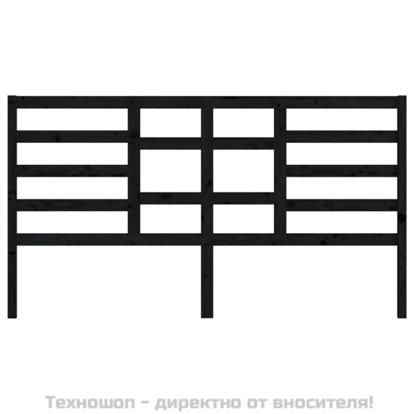 Горна табла за легло, черна, 186x4x104 см, бор масив