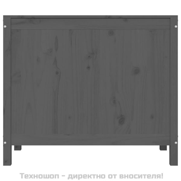 Кутия за пране, сива, 88,5x44x76 см, борово дърво масив