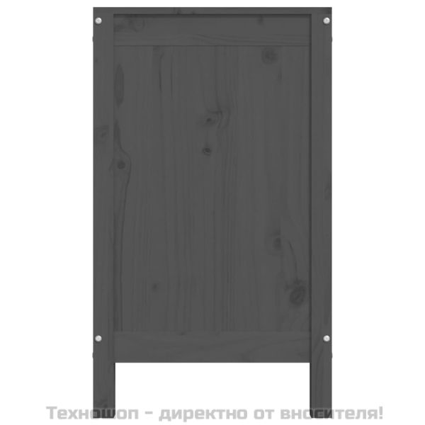 Кутия за пране, сива, 88,5x44x76 см, борово дърво масив