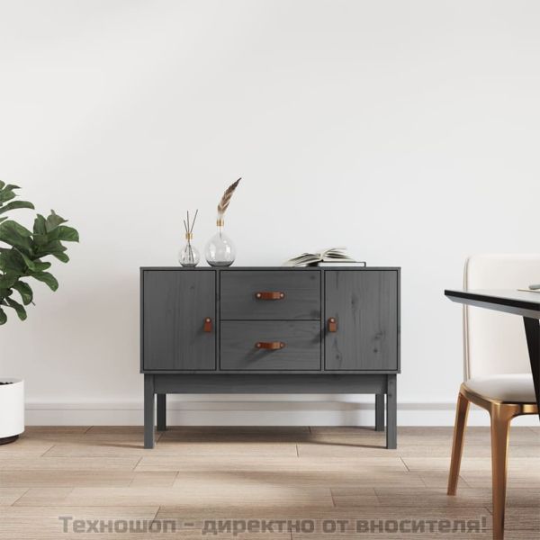 Сайдборд, сив, 110x40x78 см, бор масив