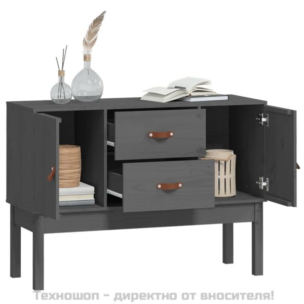 Сайдборд, сив, 110x40x78 см, бор масив