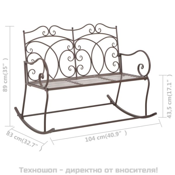Градинска пейка, 104 см, желязо, антично кафяво
