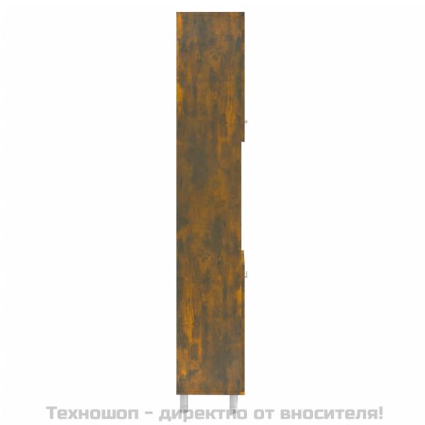 Шкаф за баня, опушен дъб, 30x30x179 см, инженерно дърво