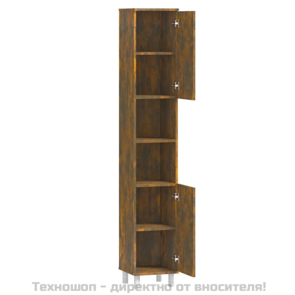 Шкаф за баня, опушен дъб, 30x30x179 см, инженерно дърво