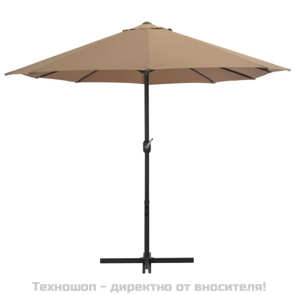 Градински чадър с алуминиев прът, 460x270 см, таупе