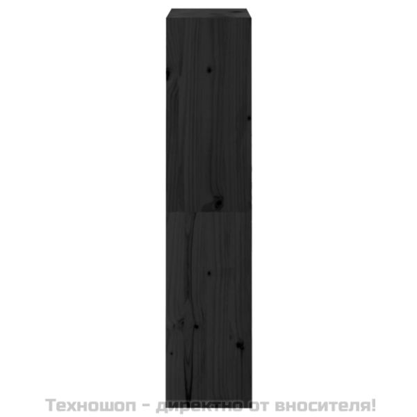 Библиотека/разделител за стая, черна, 60x30x135,5 см, бор масив