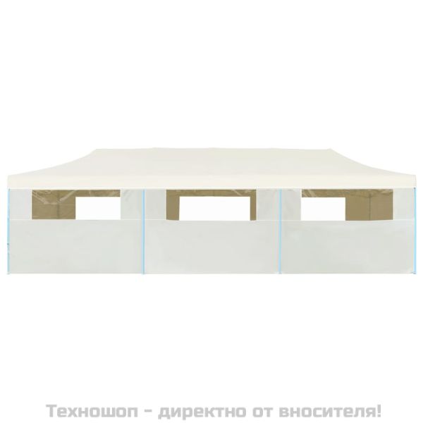 Сгъваема шатра с 8 странични стени, 870x291x315 см, кремава