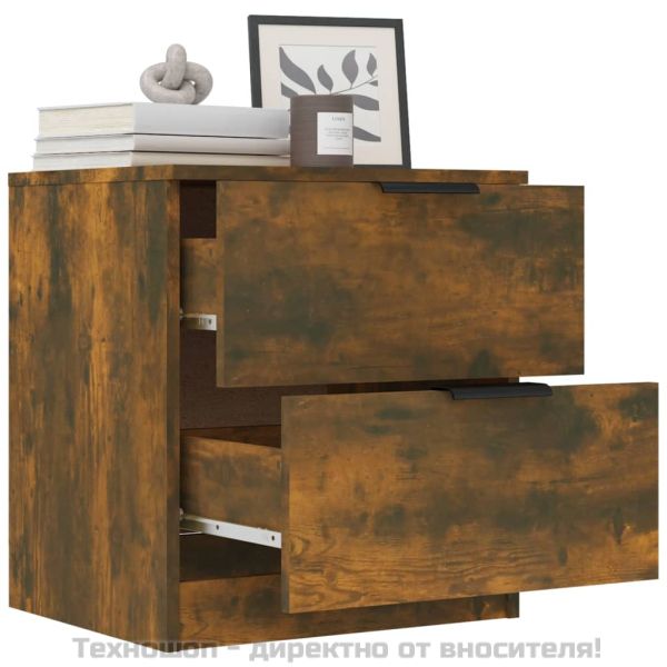 Нощни шкафчета, 2 бр, Опушен дъб, инженерно дърво