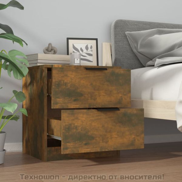 Нощни шкафчета, 2 бр, Опушен дъб, инженерно дърво