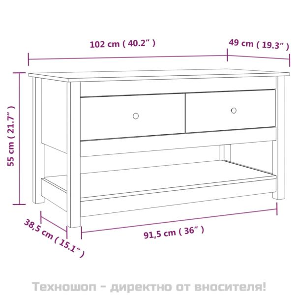 Кафе маса, черна, 102x49x55 см, борово дърво масив