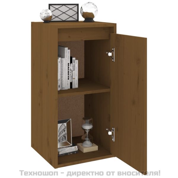 Стенен шкаф, меденокафяв, 30x30x60 см, борово дърво масив