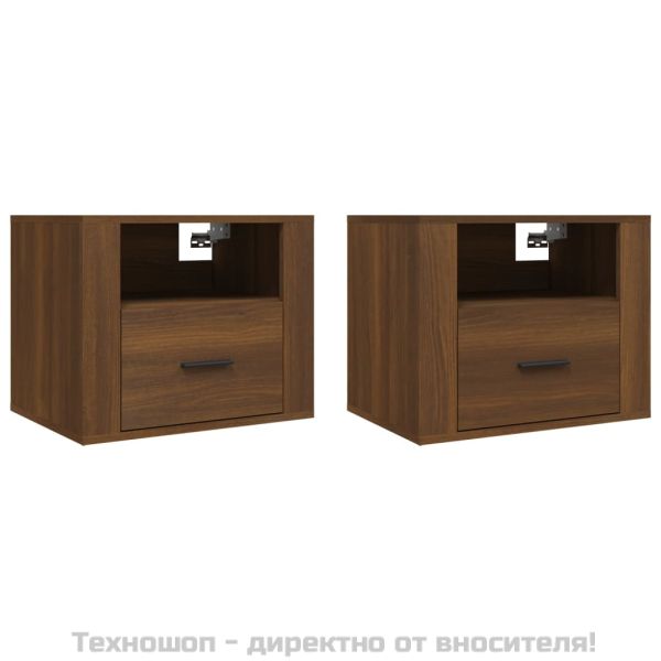 Нощни шкафчета за стенен монтаж, 2 бр, кафяв дъб, 50x36x40 см