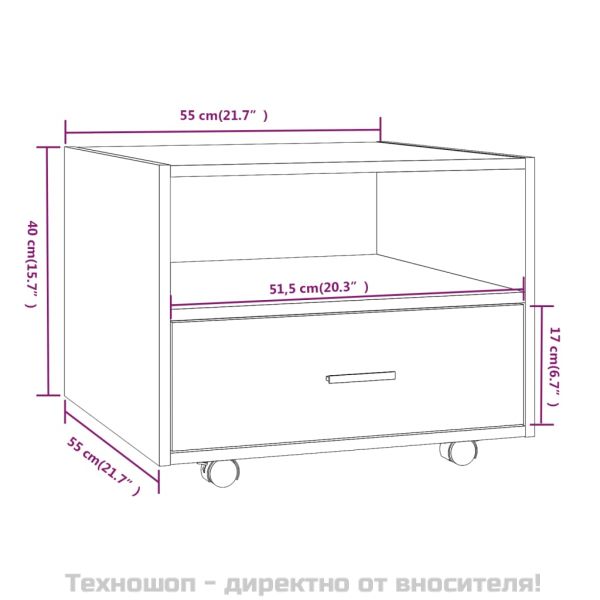 Кафе маса, опушен дъб, 55x55x40 см, инженерно дърво