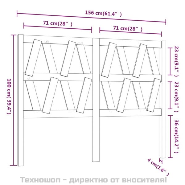 Горна табла за легло, бяла, 156x4x100 см, бор масив