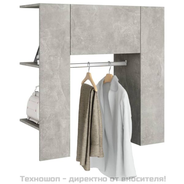 Шкаф за антре, бетонно сиво, 97,5x37x99 см, инженерно дърво