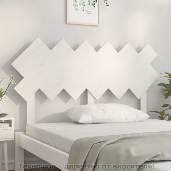 Горна табла за легло, бяла, 132x3x81 см, бор масив