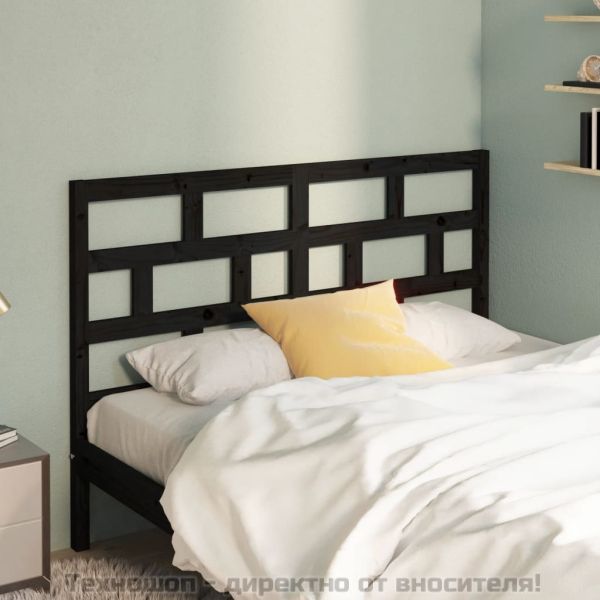 Горна табла за легло, черна, 156x4x100 см, бор масив