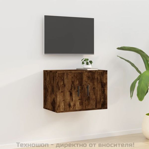 ТВ шкаф за стенен монтаж, oпушен дъб, 57x34,5x40 см