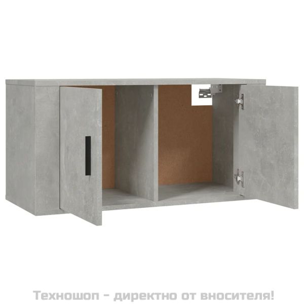 ТВ шкаф за стенен монтаж, бетонно сиво, 80x34,5x40 см