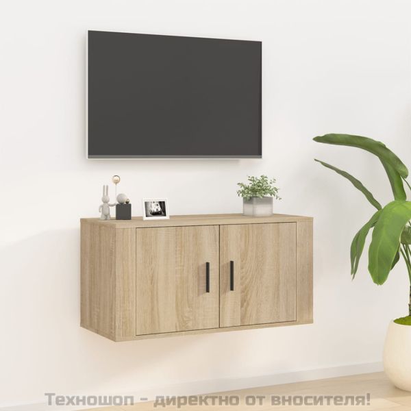 ТВ шкаф за стенен монтаж, сонома дъб, 80x34,5x40 см