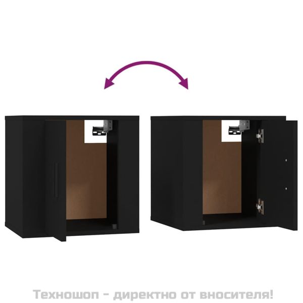 ТВ шкафове със стенен монтаж, 2 бр, черни, 40x34,5x40 см