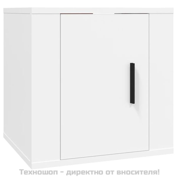 ТВ шкафове със стенен монтаж, 2 бр, бели, 40x34,5x40 см