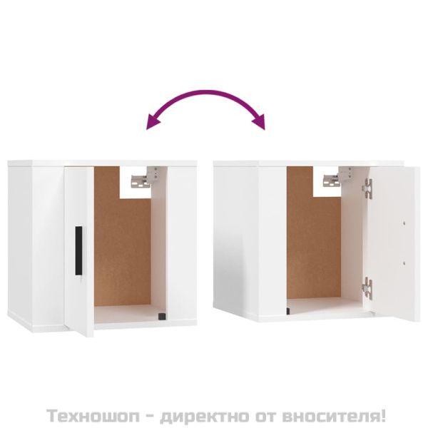 ТВ шкафове със стенен монтаж, 2 бр, бели, 40x34,5x40 см