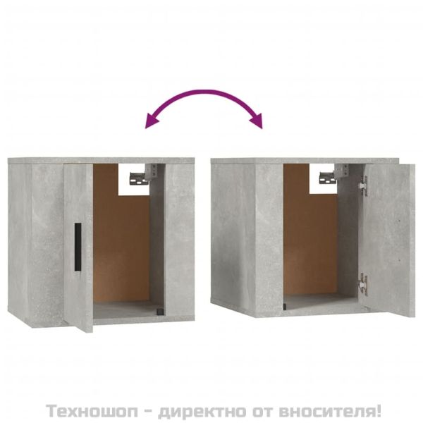 ТВ шкафове със стенен монтаж, 2 бр, бетонно сиви, 40x34,5x40 см