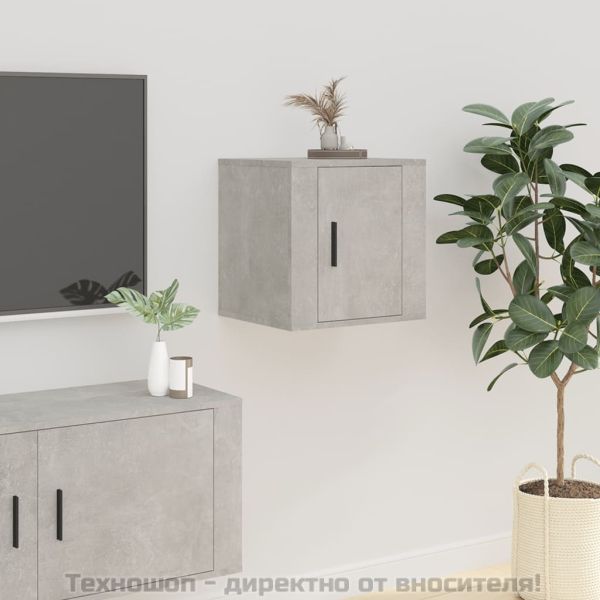 ТВ шкаф за стенен монтаж, бетонно сиво, 40x34,5x40 см