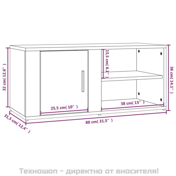 ТВ шкафове 2 бр черни 80x31,5x36 см инженерно дърво