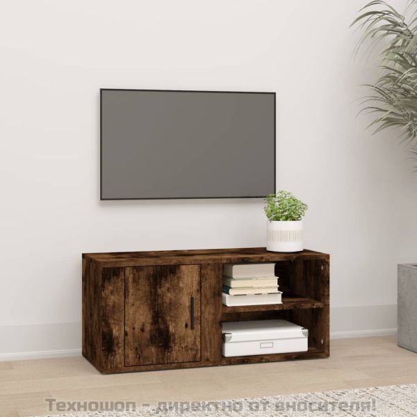 ТВ шкаф, опушен дъб, 80x31,5x36 см, инженерно дърво