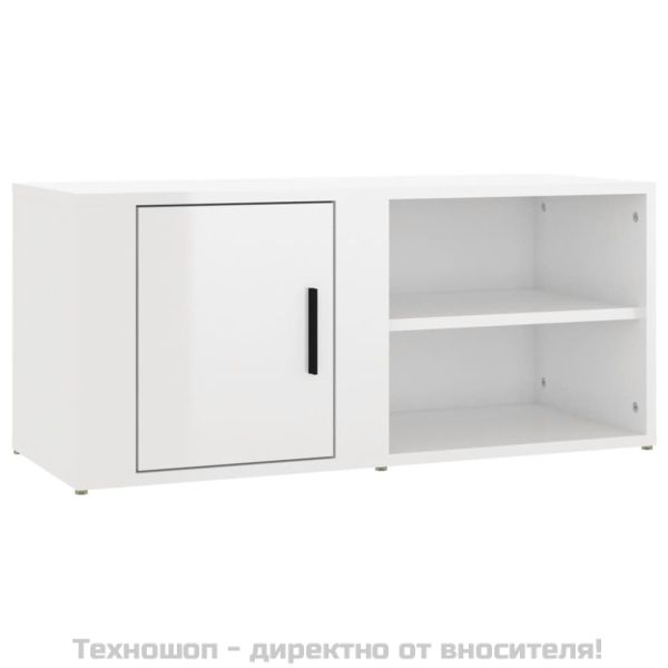 ТВ шкафове 2 бр, бял гланц, 80x31,5x36 см инженерно дърво