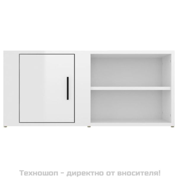 ТВ шкафове 2 бр, бял гланц, 80x31,5x36 см инженерно дърво