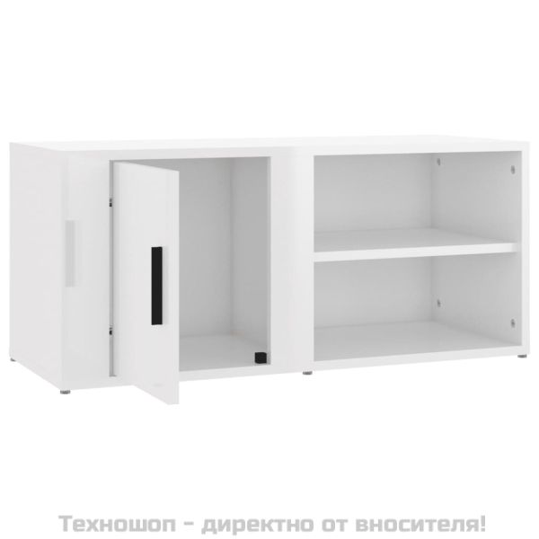 ТВ шкаф, бял гланц, 80x31,5x36 см, инженерно дърво