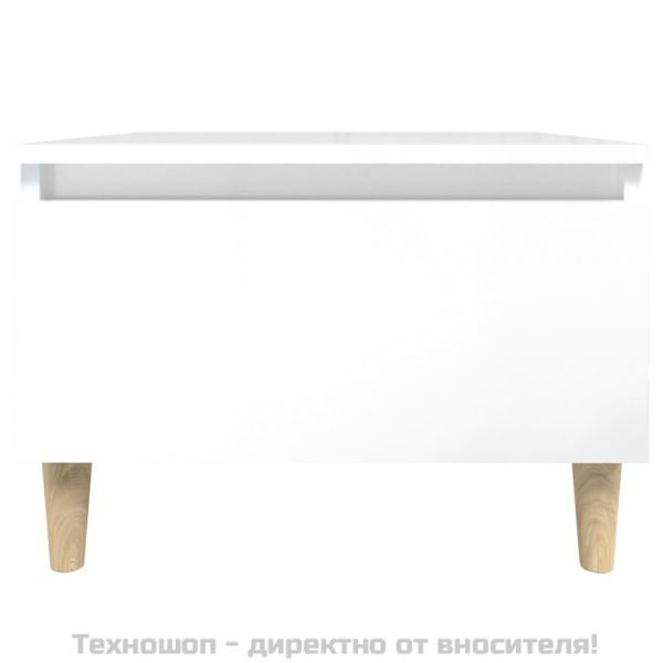 Странични маси, 2 бр, бял гланц, 50x46x35 см, инженерно дърво