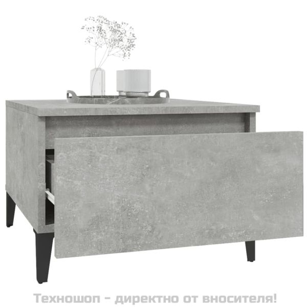 Странични маси, 2 бр, бетонно сиво, 50x46x35см, инженерно дърво