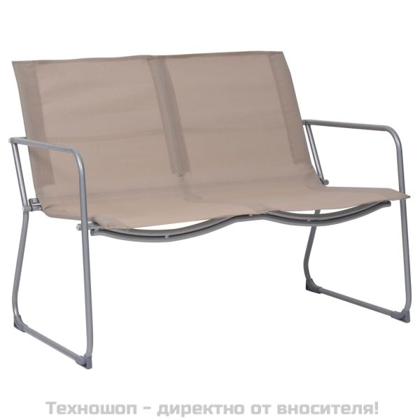 Градински лаундж комплект, 4 части, плат и стомана, таупе