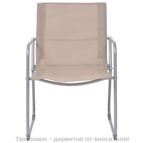 Градински лаундж комплект, 4 части, плат и стомана, таупе