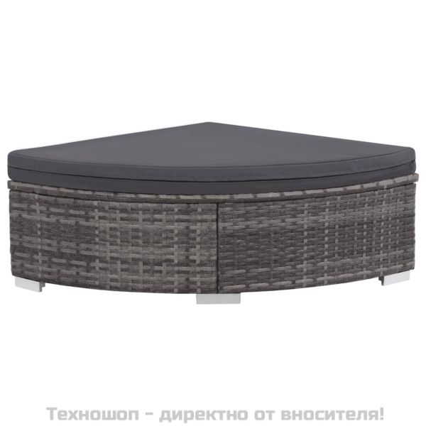 Градински комплект с възглавници, 6 части, полиратан, сив