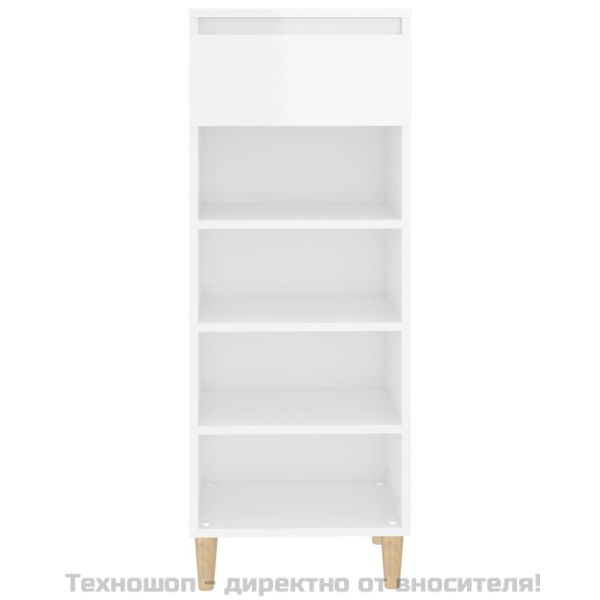 Шкаф за обувки, бял гланц, 40x36x105 см, инженерно дърво