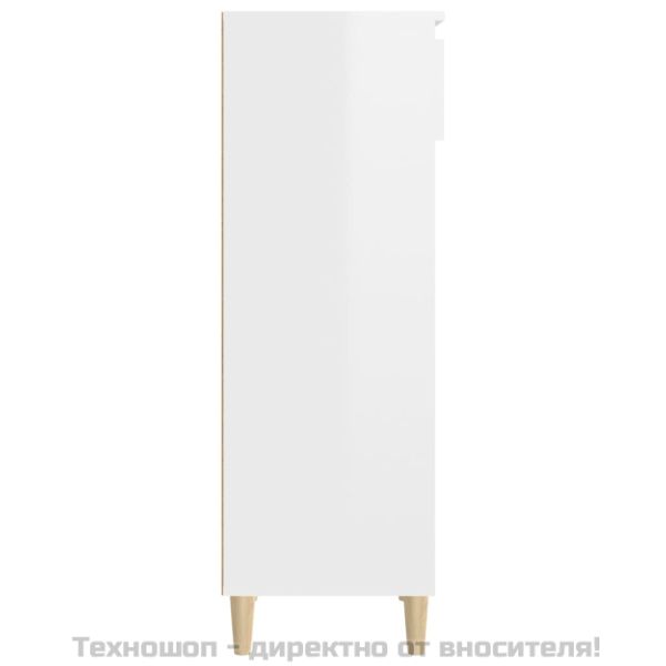 Шкаф за обувки, бял гланц, 40x36x105 см, инженерно дърво